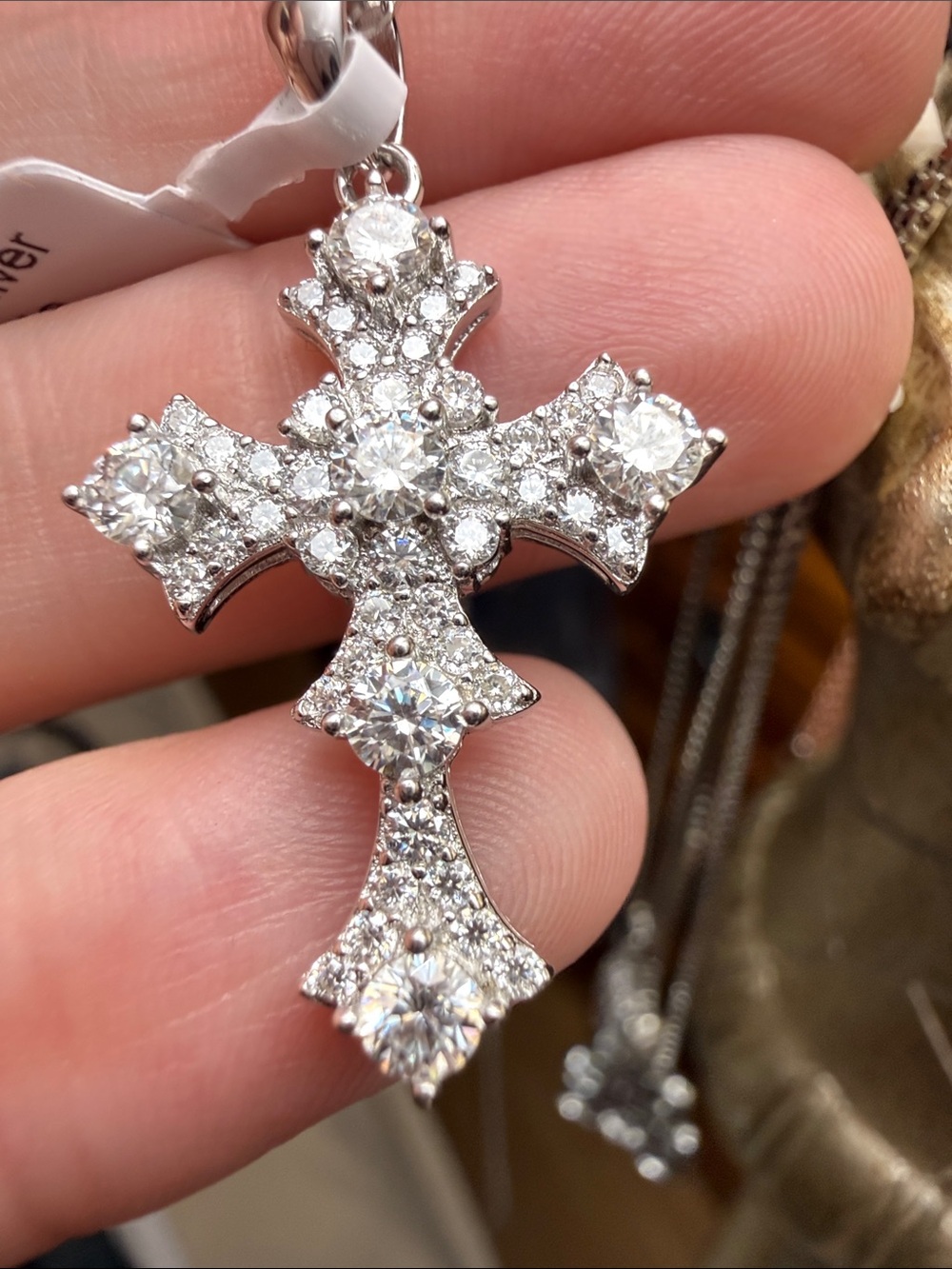 1.02 CT GRA CERTIFIED Moissanite Diamond Cross Pendant 925 Sterling Silver NEW